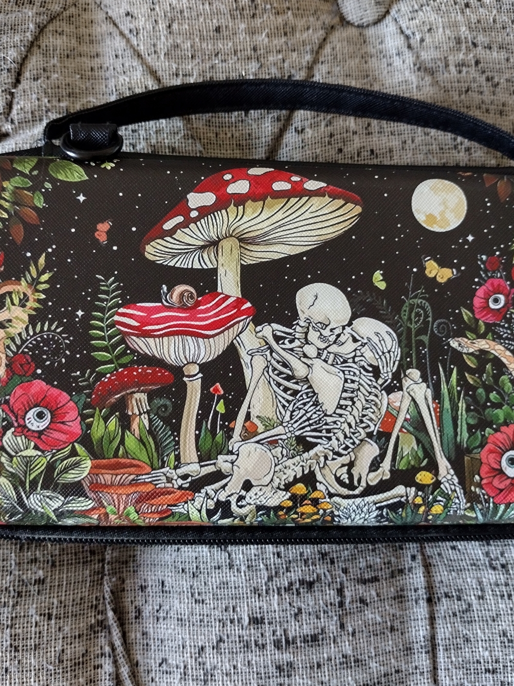 Skeleton & Mushroom Illustrated Handbag - Switch Carrying Case